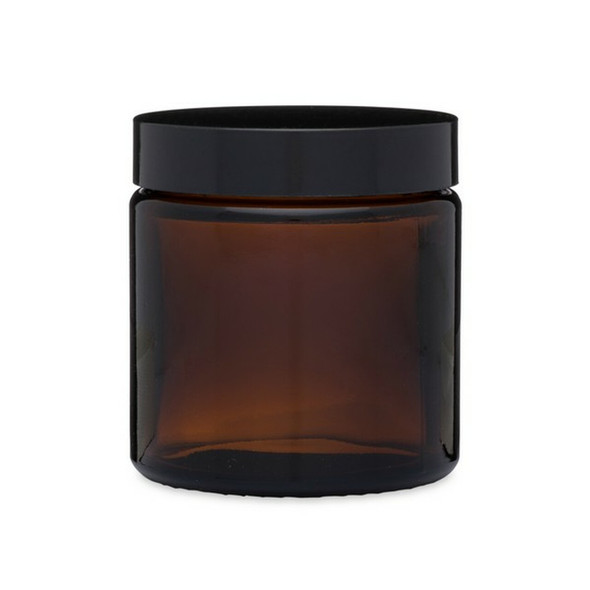 4 oz Amber Glass Jar w/ Smooth Black Foam lined Lid- Set of 120