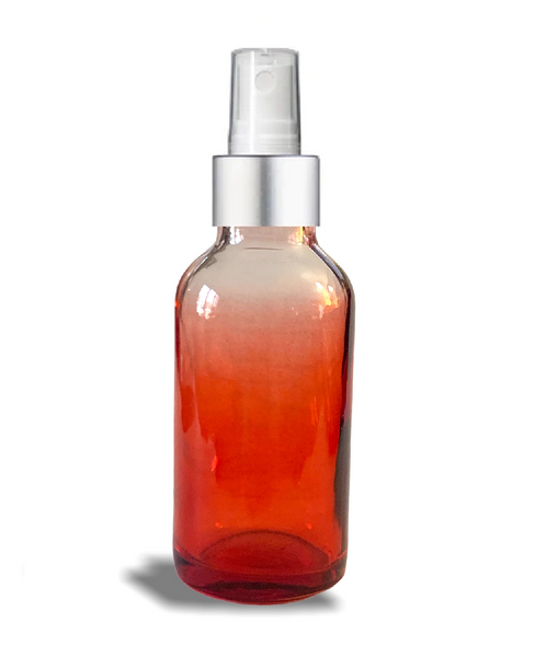 1 oz Red-shaded clear glass bottle with 20-400 neck finish w/ White-Silver Fine Mist Sprayer