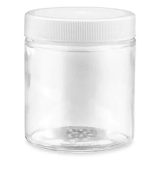 Straight-Sided Glass Jars - 4 oz, White Plastic Lid - 24/case