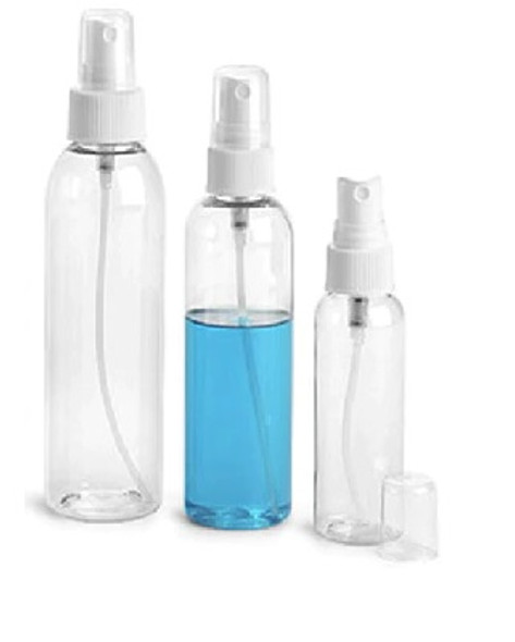 4 oz CLEAR PET Cosmo Bottle with 20-410 mm neck finish w/  White Fine  Sprayer with 20mm neck finish -Set of 120