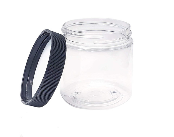 4 oz clear PET plastic single wall jar with 58-400 neck finish w/ Plastic Lined Ribbed  Caps- Case of 760