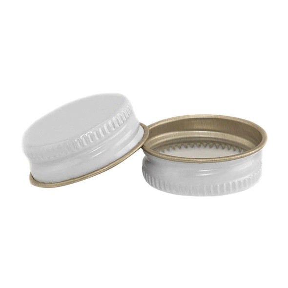 28-400 White Metal CT Lid with Plastisol Liner- Bag of 200