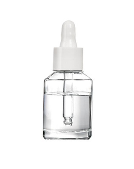 1 Oz Clear Cylinder Slope Glass Bottle with White Regular Smooth Glass Bullnose Dropper