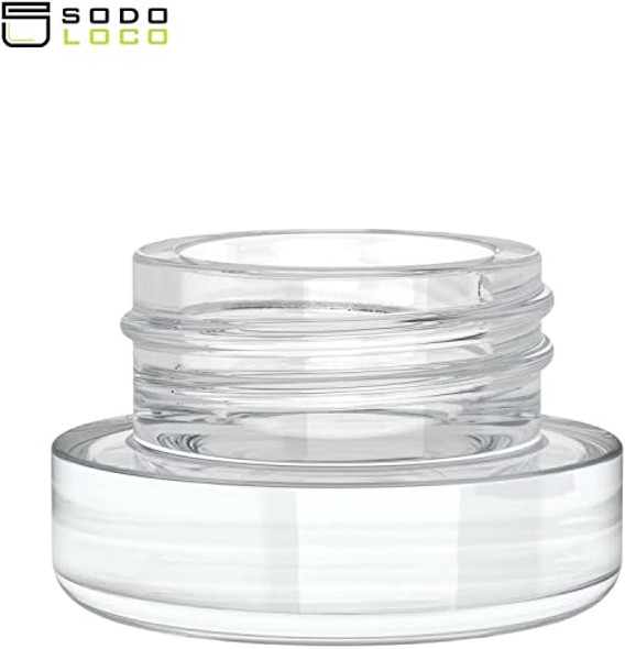 (200 Pack) 5ml Thick Clear Glass Containers with White Child Resistant Lids - Concentrate Jars for Oil, Lip Balm, Wax, Cosmetics