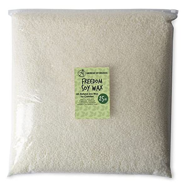 American Soy Organics- 25 lb of Freedom Soy Wax Beads for Candle Making – Microwavable Soy Wax Beads – Premium Soy Candle Making Supplies