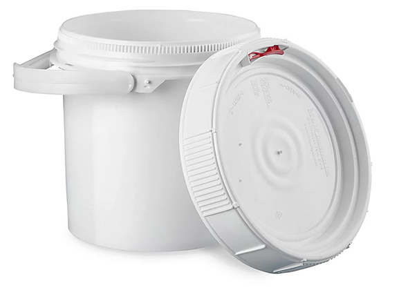 2.5 Gallon White BPA Free Durable Food Grade Bucket With White Screw Lid - 5 PACK