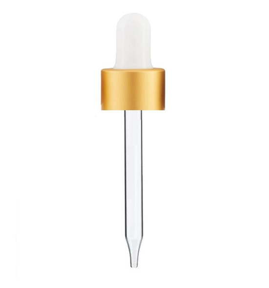 2 oz White Matte Gold Regular Glass Dropper