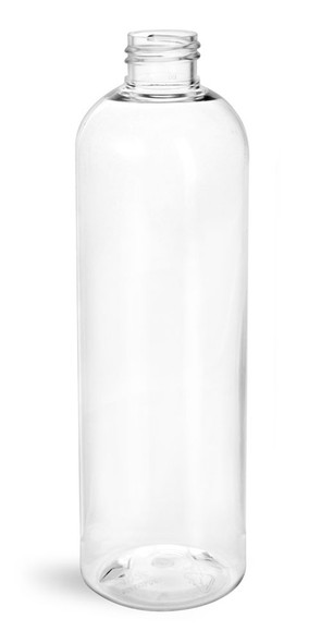 12 oz clear PET cosmo round bottle with 24-410 neck finish