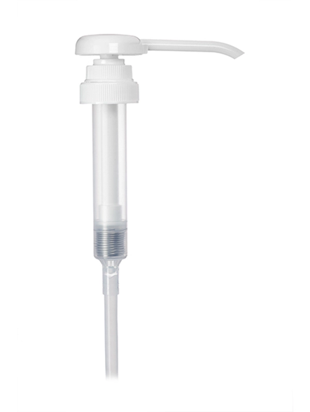 White PP plastic 38-400 ribbed skirt down-lock dispensing pump with 11 inch dip tube (1 oz output) - pack of 12
