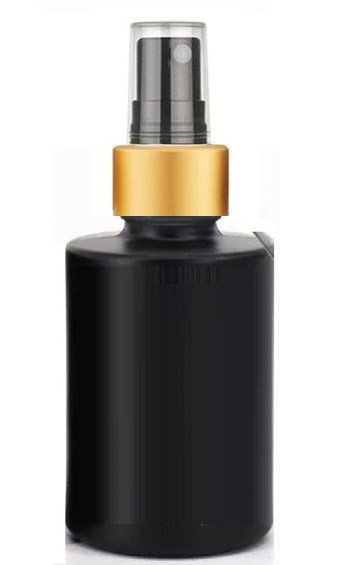 1 Oz Black  Cylinder Glass Bottle with 20-400 neck finish with Black Gold  Sprayer