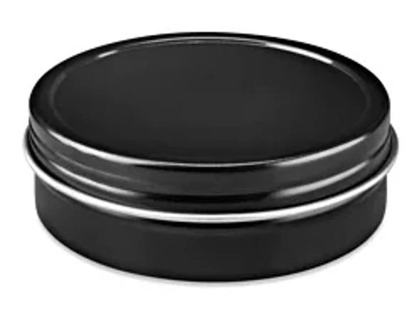 Screw-Top Metal Tins - 2 oz, Shallow, Black- Pack of 48