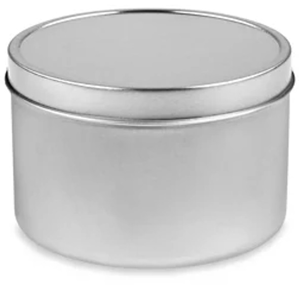 Deep Metal Tins - Round, 16 oz, Solid Lid, Silver-Pack of 48