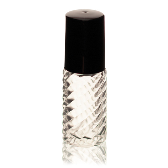 1/6 oz (5ml) Glass Swirl Roll-on Bottle with Cap & Ball