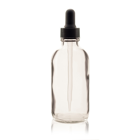 4 oz CLEAR Glass Bottle - w/ Black Regular Glass Dropper