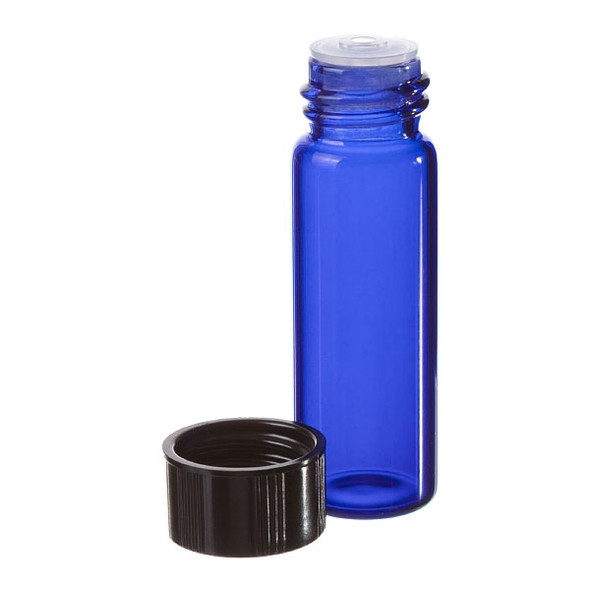 1 Dram Cobalt Blue Glass Vial - w/Orifice Reducer & Black Cap
