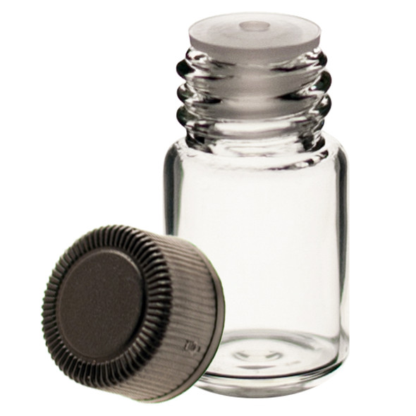 5/8 Dram Clear Glass Vial - w/Orifice Reducer & Black Cap - Pkg of 144