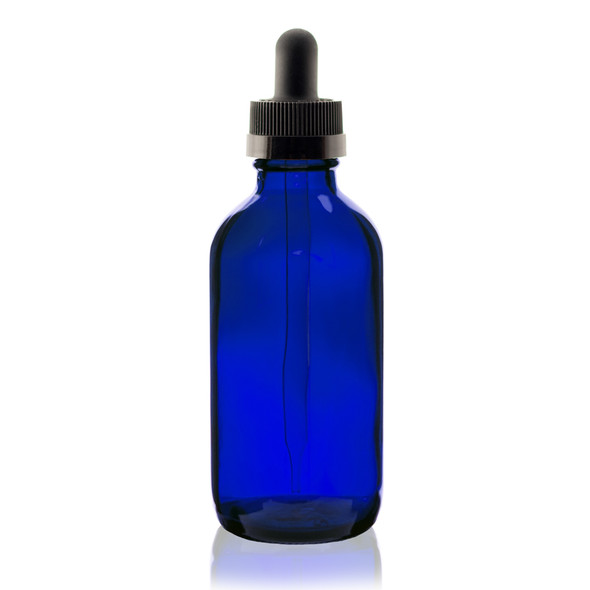 4 oz Cobalt BLUE Glass Bottle 22 Neck finish w/ Black Child Resistant Dropper
