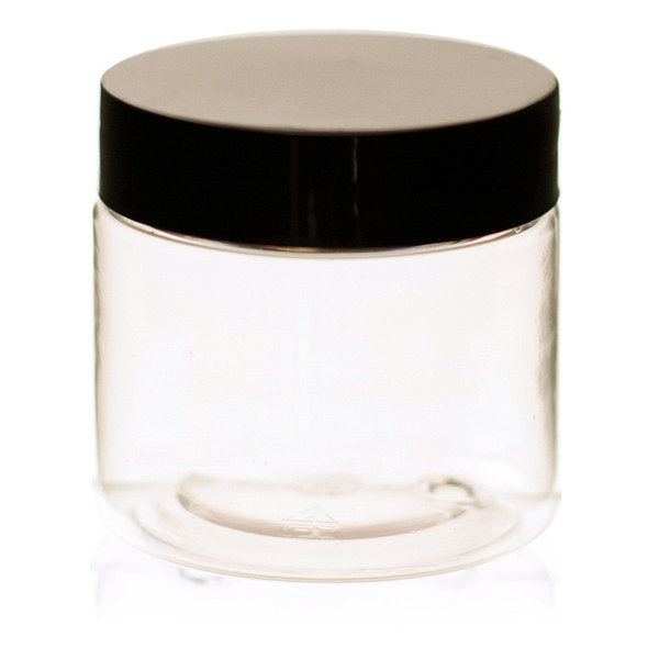 2 oz Clear PET single wall jar with 48-400 neck finish Straight Sided w/ Plastic Lined Caps- Pack of 12