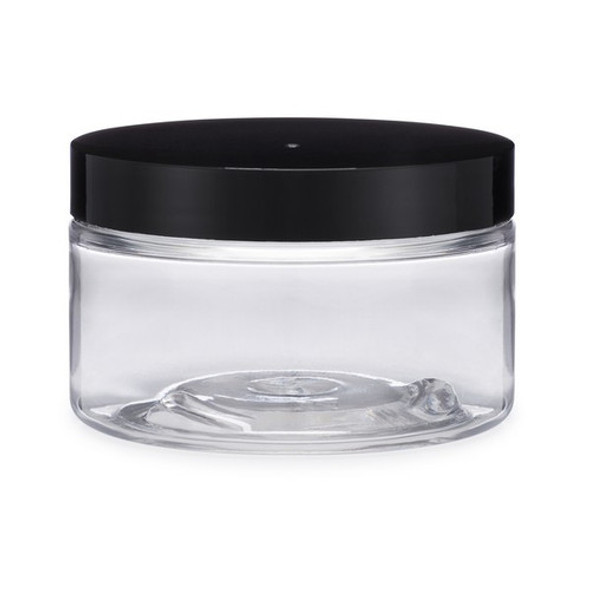 4 oz clear PET single wall jar with 70-400 neck finish w/ Plastic Lined Caps- Pack of 12