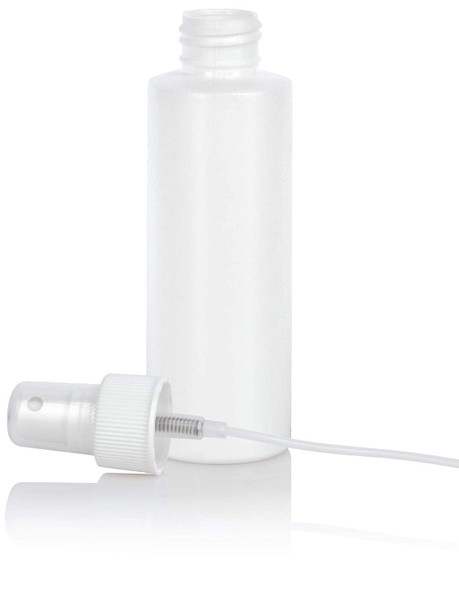 4 oz HDPE Plastic White Cylinder Bottle w/ White Fine Mist  Sprayer