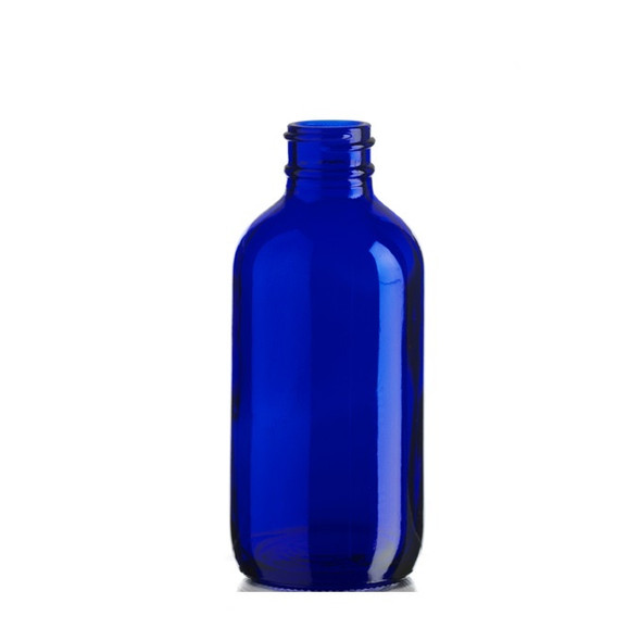 4 oz Cobalt Blue Boston Round Glass Bottle with 22-400 neck finish