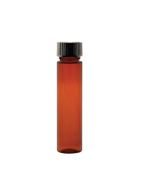 1 Oz (30ml) AMBER Clear PET Cylinder Bottles with Black Poly Seal Cap