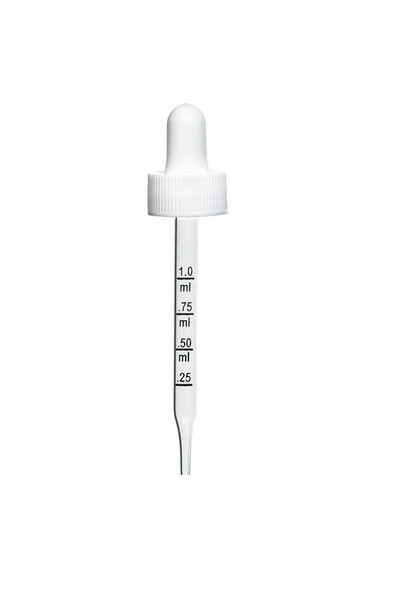 1 oz White Calibrated Glass Dropper 20-400 fits 1 oz Bottle