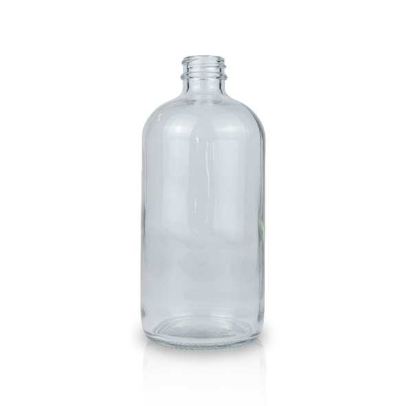 16 oz CLEAR glass bottle with 28-400 neck finish