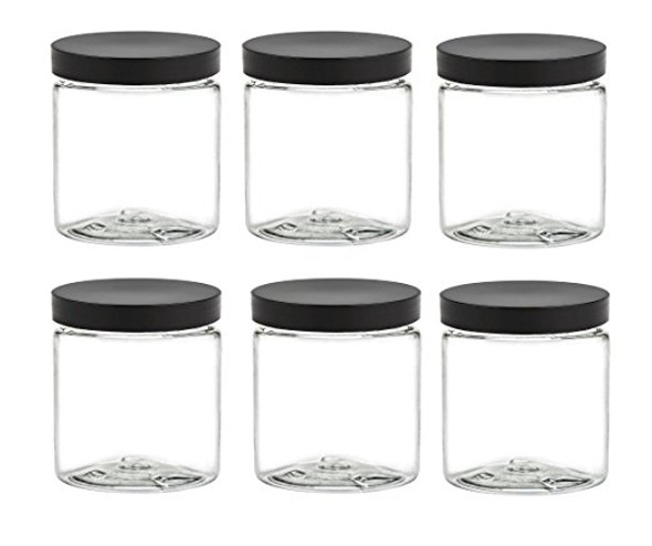 16 oz. Clear PET Plastic Jar with Black Lid - AromaTools®