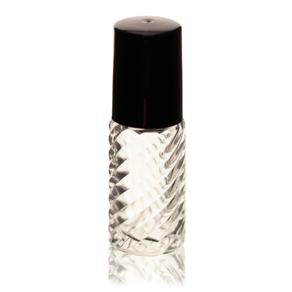 1/6 oz (5ml) Glass Swirl Roll-on Bottle with Cap with METAL Ball