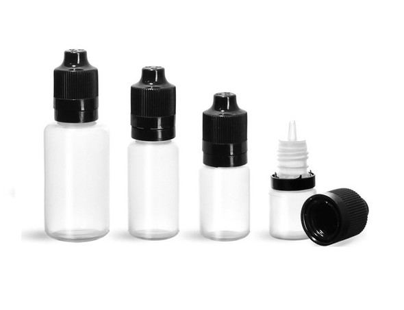 1000 pcs ,15 mL natural-colored LDPE tamper-evident WITH CRC & TEMPER EVIDENT BOTTLE with Black Cap