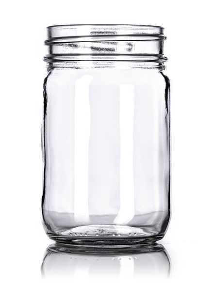 12 oz clear glass Mason jar with 70-450G neck finish with SILVER metal with standard plastisol liner