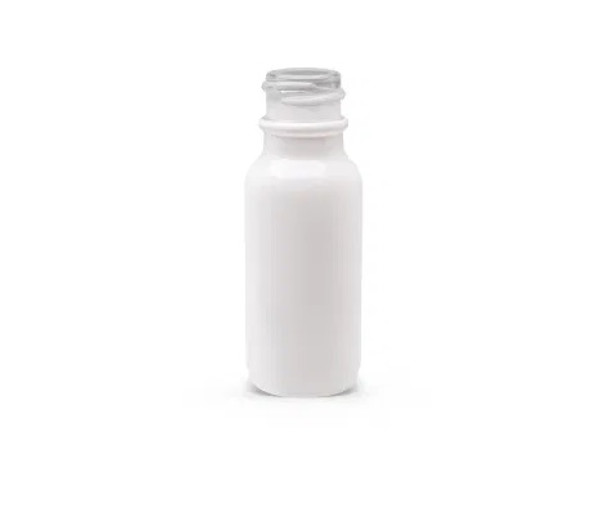 1/2 oz Matt White -colored clear glass bottle with 18-400 neck finish