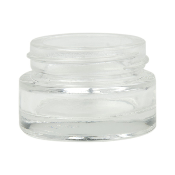 (Case of 240, $0.99 ea) 1/2 oz clear glass cylinder low-profile jar with White Lid 43-400 neck finish Lids