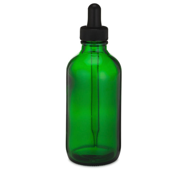 4 oz Green Glass Bottle w/ Black Regular Dropper