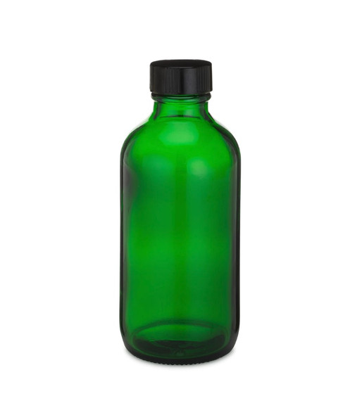 4 oz Green Glass Bottle w/ Black Poly Cone Cap