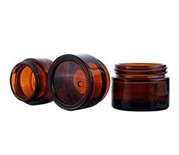 10G, Amber Glass Face Cream Pot Jar With Screw Cap And Liner