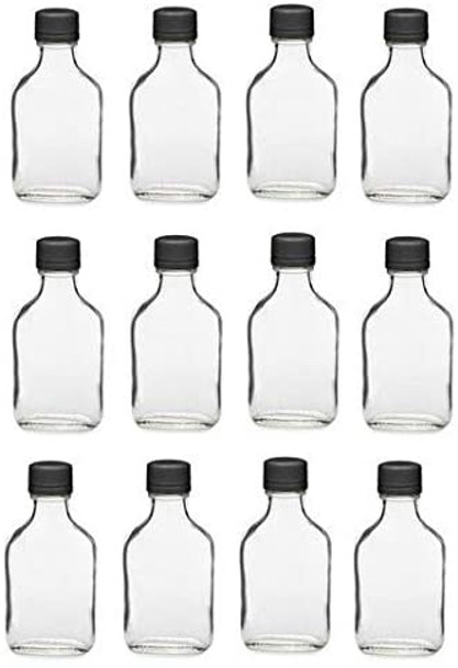 100ml Glass Flask Bottles with Black Tamper Evident Caps