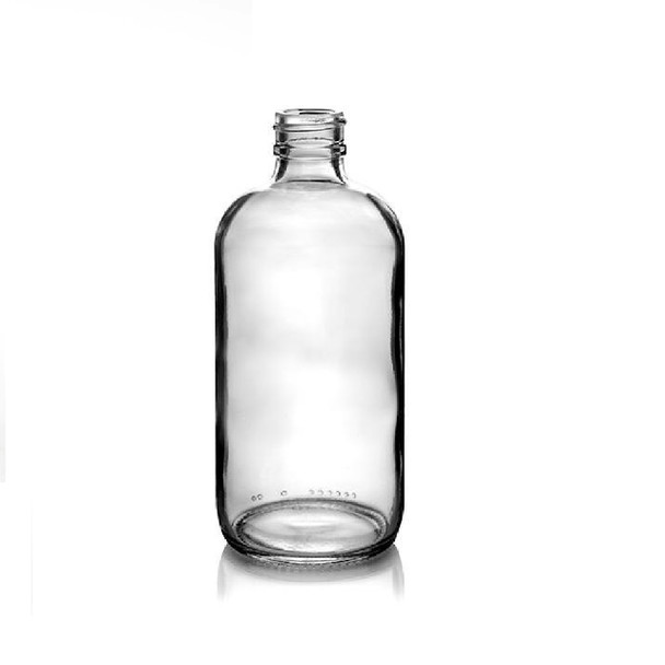 8 oz clear glass boston round bottle with 24-400 neck finish - Set of 72