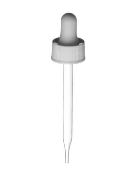 1/2 oz White Regular Glass Dropper - 18-400 fits 1/2 oz Bottles