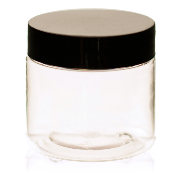 2 oz Clear Plastic Jar Straight Sided w/ Plastic Lined Caps