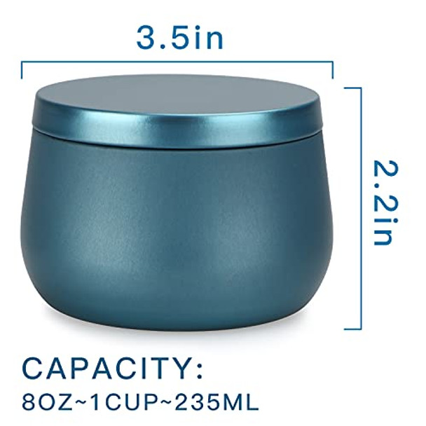 Candle Tin Cans 24 Pieces,Candle Containers Candle Jars with Lids, 8 oz, for Candles Making, Arts & Crafts, Storage, and Gifts, Blue