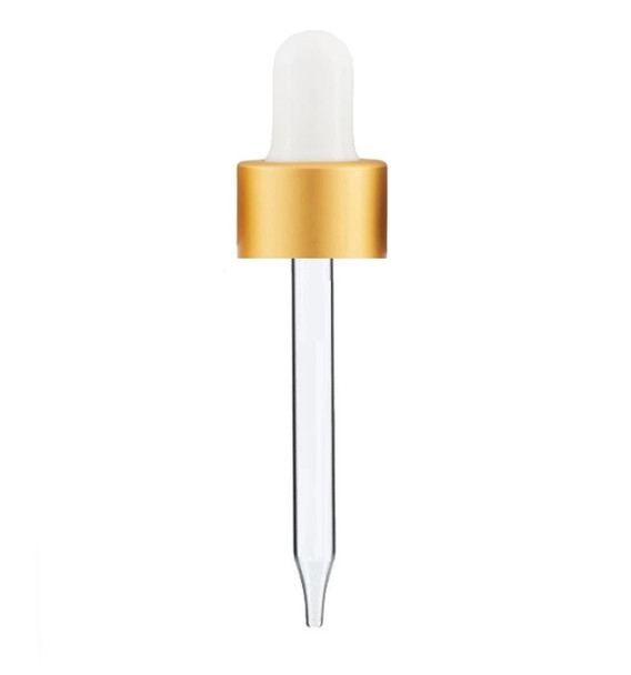 2 oz White Matte Gold Regular Glass Dropper