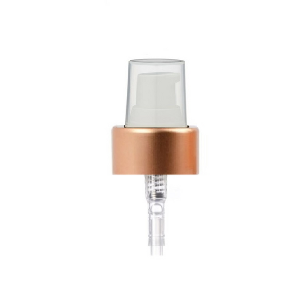 20-400 Matte Rose Gold and White Plastic treatment pump with 2.85 inch dip tube