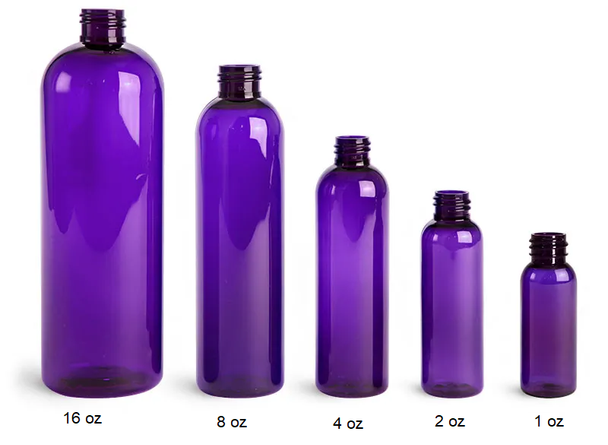 1oz Purple PET Cosmo Round Bottles