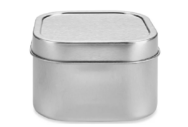 Deep Metal Tins - Square, 16 oz, Solid Lid, Silver-Pack of 48