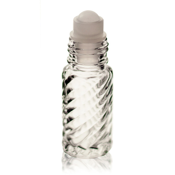 1/6 oz (5ml) Glass Swirl Roll-on Bottle with Cap & Ball