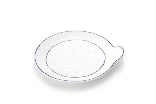 Handmade Ceramics White Plate with Blue lines