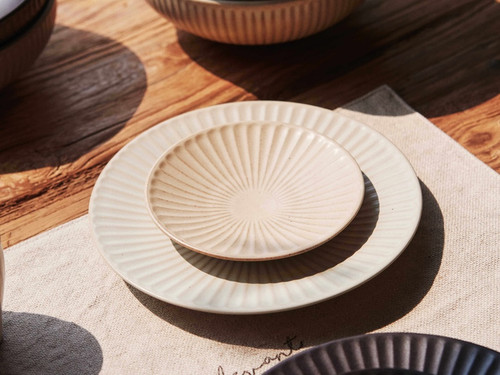 Handmade Ceramics Onseo Plate in Oatmeal and Taupe Colour in 13cm and 19cm sizes
