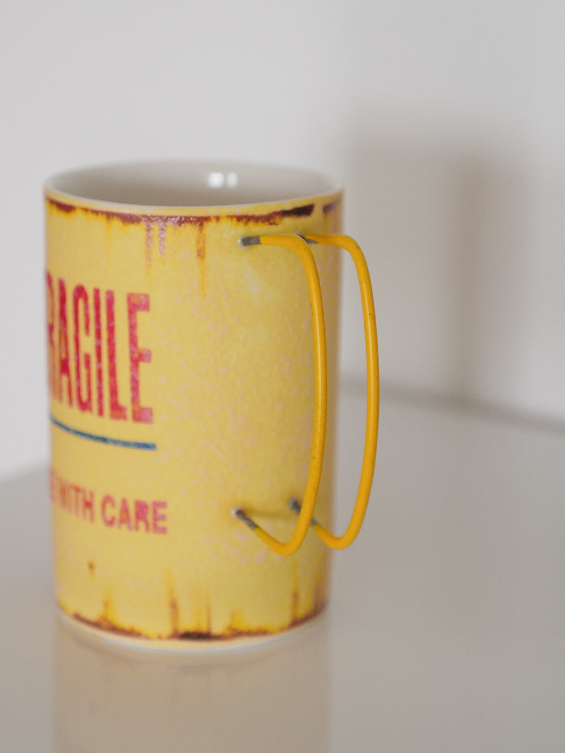 Retro Fragile Mug in Yellow, Handmade by Artist Hyun Sang Hwa